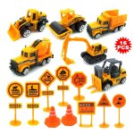 Mini vhicule de construction en alliage, 16 pices, ingnierie, tracteur de voiture, camion a benne, ...