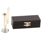 Modèle miniature de trombone en laiton plaqué or pour instrument de simulation de maison de poupée Modèle miniature de trombone en laiton plaqué or pour instrument de simulation de maison de poupée