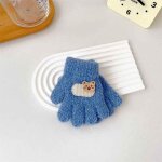 Mitaines d'quitation a cinq doigts pour enfants, gants pour enfants, dessin anim mignon, chaud, epais, ...