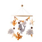 Mobile cpull en bois pour bb, cloche de lit, dessin, animal marin, nuage, coquillage, jouets de confrontatio ...