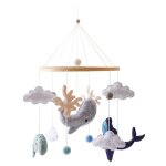 Mobile cpull en bois pour bb, cloche de lit, dessin, animal marin, nuage, coquillage, jouets de confrontatio ...