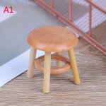 Mobilier miniature pour maison de poupe, tabouret rond et floral, chaise, acc, dcor pour maison de ...