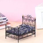 Mobilier miniature en mtal pour maison de poupe 1:12, mobilier de chambre a coucher rtro europen ...
