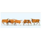 Mod�lisme ho : figurines : set de 6 vaches marrons et blanches - preiser