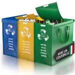 Moiuy - ® sac tri selectif avec un couvercle - poubelle tri selectif 3 bac pour le verre, le papier ...