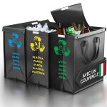 Moiuy - ® sac tri selectif avec un couvercle - poubelle tri selectif 3 bac pour le verre, le papier ...