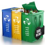 Moiuy - ® sac tri selectif mini avec un couvercle - poubelle tri selectif 3 bac pour le verre, le papier ...