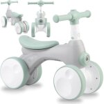 Momi tobis - velo bebe draisienne - sans pedales - bulles, feu avant, klaxon - gris Momi tobis - velo bebe draisienne - sans pedales - bulles, feu avant, klaxon - gris