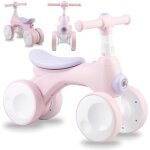 Momi tobis - velo bebe draisienne - sans pedales - bulles, feu avant, klaxon - rose