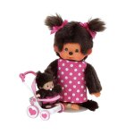 Monchhichi knuffelpop moeder met buggy - 20 cm