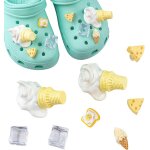 Monst - 8 pcs charmes de chaussures en rsine, breloques mignonnes accessoires nourriture dessin glace ...