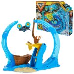 Monster jam , ar�ne a cascades megalodon loop of doom avec monster truck en m�tal moul� exclusif a l'�chelle ...