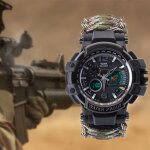 Montre de survie multifonctionnelle, etanche, tactique militaire, paracorde, bracelet, camping, randonn�e, ...
