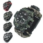 Montre de survie tactique 7 en 1 en plein air, bracelet en paracorde avec boussole, grattoir, thermomètre, ... Montre de survie tactique 7 en 1 en plein air, bracelet en paracorde avec boussole, grattoir, thermomètre, ...