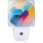 Motifs de peinture a l'aquarelle ronde veilleuse enfichable capteur du crepuscule a l'aube pour couloirs, ...
