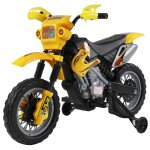 Moto cross �lectrique enfant 3 � 6 ans 6 v phares klaxon musiques 102 x 53 x 66 cm jaune et noir