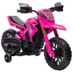 Moto cross electrique enfant 6 v 2 moteurs effets sonores max. 3 km / h 30 kg avec stabilisateurs rose ...
