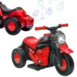 Moto electrique enfant chopper 6v env. 3km / h 3 roues effets lumineux sonores fonction bulles rouge ...