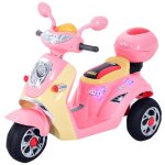 Moto scooter �lectrique pour enfants 6 v env. 3 km / h 3 roues et topcase effet lumineux et sonore rose ...