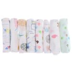 Mouchoir carr� en coton pour b�b�, serviette a motifs de fruits, dessin anim�, mousseline lav�e, lingette ...