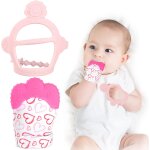 Moufle de dentition en silicone alimentaire, 2pcs jouet de dentition pour bb sans bpa aide a prvenir ...