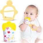 Moufle de dentition en silicone alimentaire, jouet de dentition pour b�b� sans bpa aide a pr�venir douleur ...