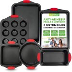 Moules a pâtisserie, lot de 6 pièces avec poignées en silicone - antiadhésifs, moules a cake - muffins ... Moules a pâtisserie, lot de 6 pièces avec poignées en silicone - antiadhésifs, moules a cake - muffins ...