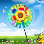 Moulin a vent a tournesol double couche, moulin a vent color�, pinwheel, d�coration de jardin pour la ...