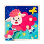 Mouton - puzzle 3d en bois pour bb, jouets educatifs, animaux de dessin anim, apprentissage prcoce ...