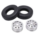 Moyeu avant en mtal avec pneus en caoutchouc de 22mm de largeur, 2 pices, pour camion de remorque tamiya ...