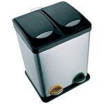 Msv 100352 poubelle tri slectif avec 2 seaux inox polypropylne 31 x 26, 5 x 39, 5 cm