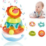 Musique pyramide b�b� jouet enfant 1 an, anneaux empilable culbuto jouet bebe 6 mois, jouet a empiler ...