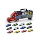 Mvi 13 pieces / ensemble transport voiture transporteur camion gar?ons jouet (comprend alliage 12 voitures) ...