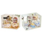 Mvi 2 ensemble maison de poupee meubles bricolage miniature cache - poussiere 3d en bois miniature maison ...