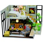 Mvi bricolage maison de poupee 3d en bois a la main miniature kit de meubles jouets avec led lumieres ...