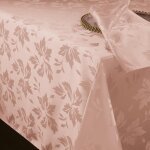 Nappe carre rose 80x80cm, elgante en jacquard floral, impermable et anti - taches, parfaite pour goters ...