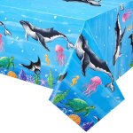 Nappe de f�te de l'oc�an - 1 pc nappes en plastique jetables pour la f�te d'anniversaire des enfants ...