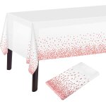 Nappe a pois blanc et or rose rectangle 137 x 274 cm en plastique pour décorations de table d'anniversaire ... Nappe a pois blanc et or rose rectangle 137 x 274 cm en plastique pour décorations de table d'anniversaire ...