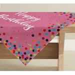 Nappe de table d'anniversaire a pois roses happy birthday - dcoration saisonnire pour cuisine, table ...