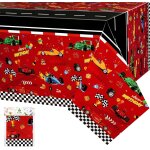 Nappe de table rectangulaire 137 x 274 cm, motif voiture de course, dcoration d'anniversaire, pour fte ...