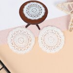 Napperon de table en tricot blanc, 2 pièces, 1:12, mini maison de poupée, modèle de scène, décor de meubles ... Napperon de table en tricot blanc, 2 pièces, 1:12, mini maison de poupée, modèle de scène, décor de meubles ...