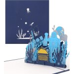 Nbgcm - carte pop - up 3d  plongeur & monde sous - marin  ¿ carte d'anniversaire et bon de voyage, ...