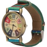 Nbgcm - montre hippie, multicolore style bohme en laiton en cuir pu bouton batterie montre femme pour ...