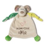 Nici 40037 doudou chien, message et image motif brod�, mum + dad = me, 25 x 25 cm