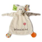 Nici 40038 doudou el�phant, message et image motif brod�, ``d�sir enfant, 25 x 25 cm