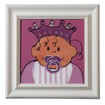 Nicolientje tableau peint a la main rose 43, 5 x 43, 5 cm avec cadre en bois
