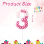 Noeud rose bougie anniversaire numro, bougies d'anniversaire rose dcoration de fte d'anniversaire ...