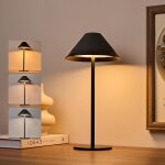 Noir lampe de table led sans fil rechargeable usb, tactile dimmable lampes, interieur a poser batterie ...