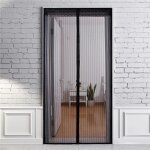 Noir moustiquaire porte magnétique 80x210cm rideau anti mouche bande adhésive fermeture automatique maille ... Noir moustiquaire porte magnétique 80x210cm rideau anti mouche bande adhésive fermeture automatique maille ...