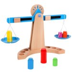 Nouveau petit balance en bois avec 6 poids, jouet pour enfants, cadeaux pour b�b�s